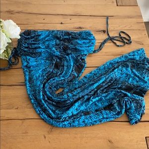 Venus electric blue and black snakeskin long skirt